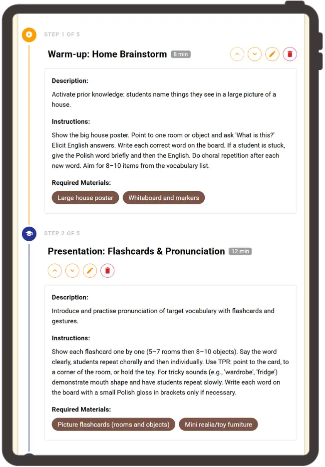 AI‑assisted lesson plan mockup